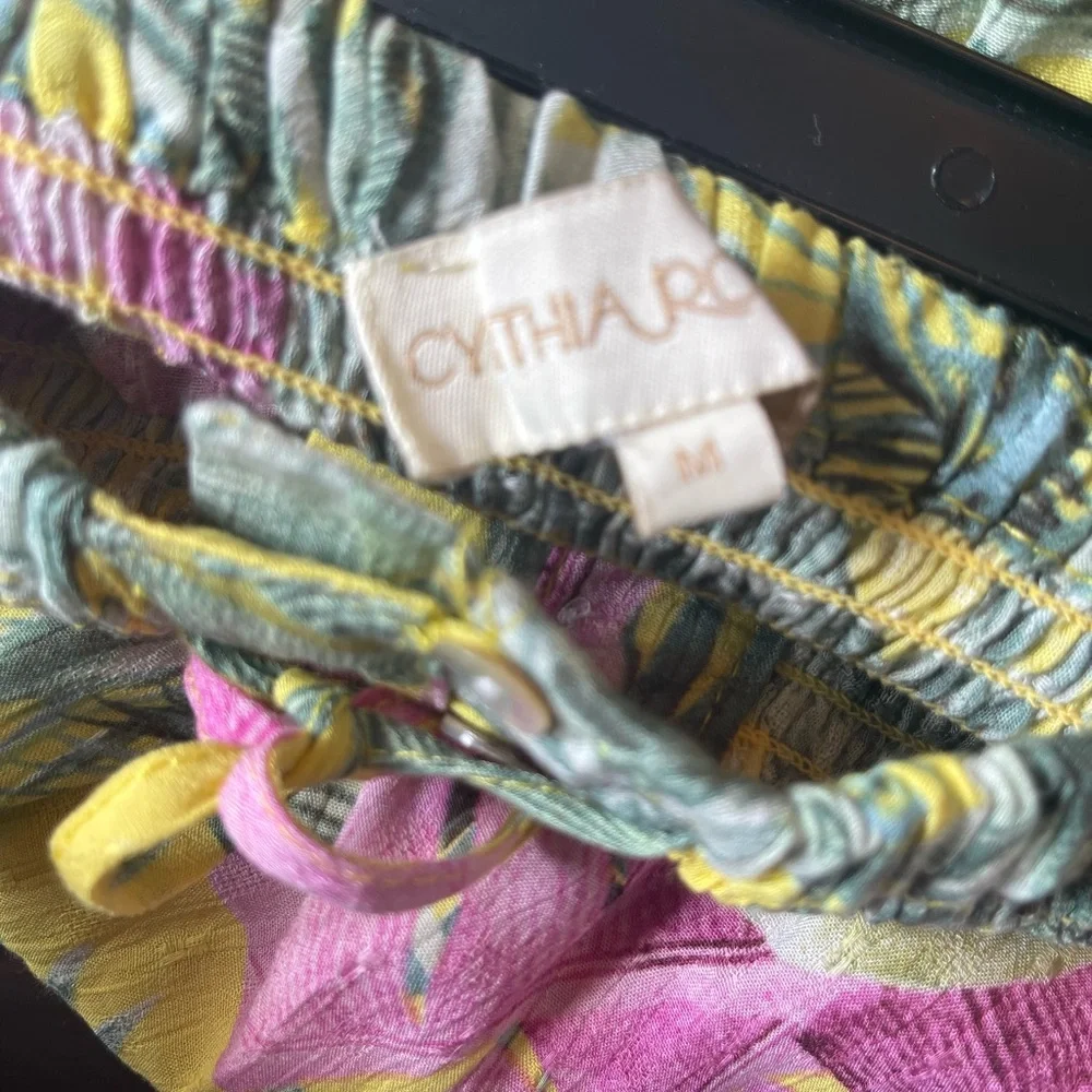 Cynthia Rowley Yellow‎ & Pink Tropical Button-Front Dress